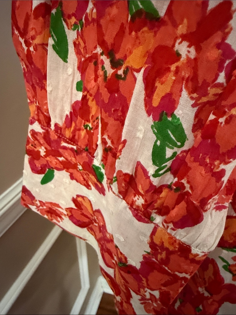 Red Floral Tie-Waist Mini Dress - Picture 4 of 13